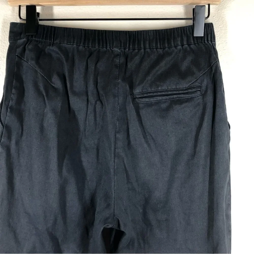 Gudrun Sjoden Black Linen Cotton Blend Tapered Trouser Pants Size Small